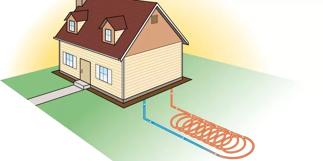 Diagram of underground pipework heating up beneath a house