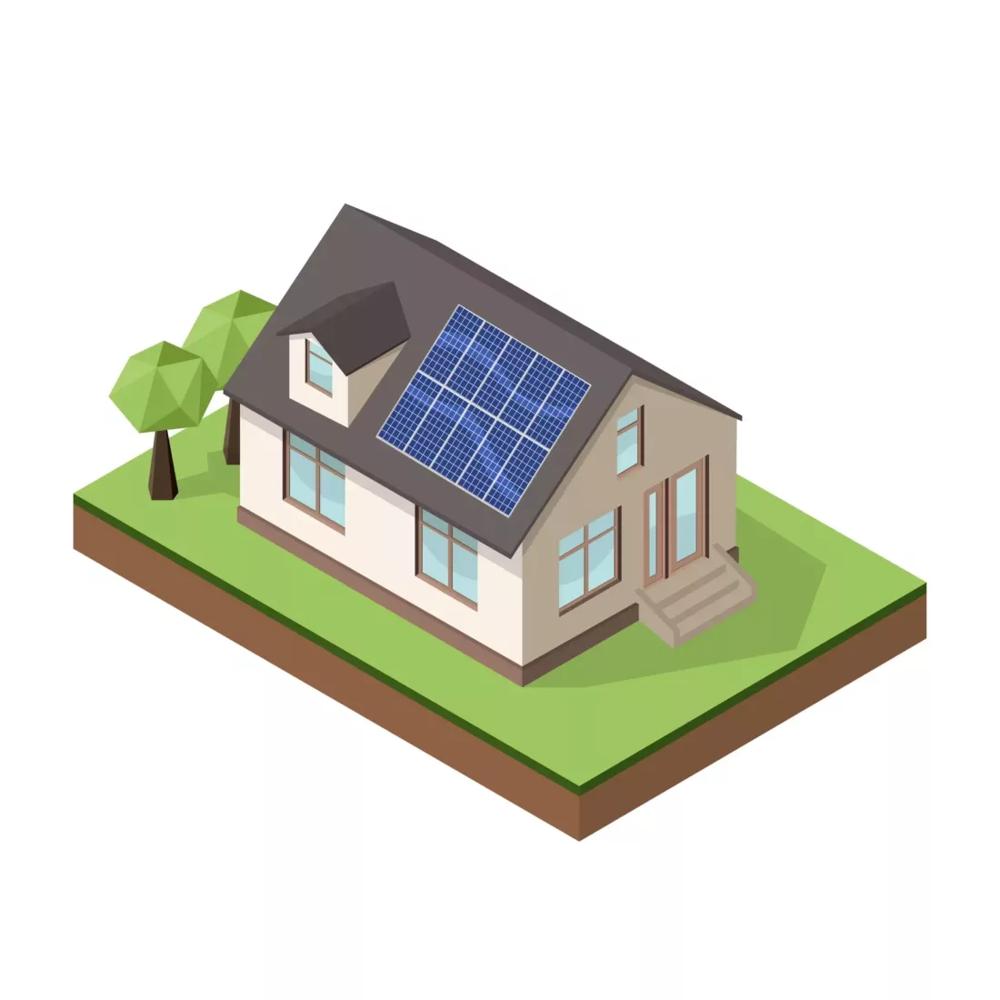 Solar Panel Array On House Isometric