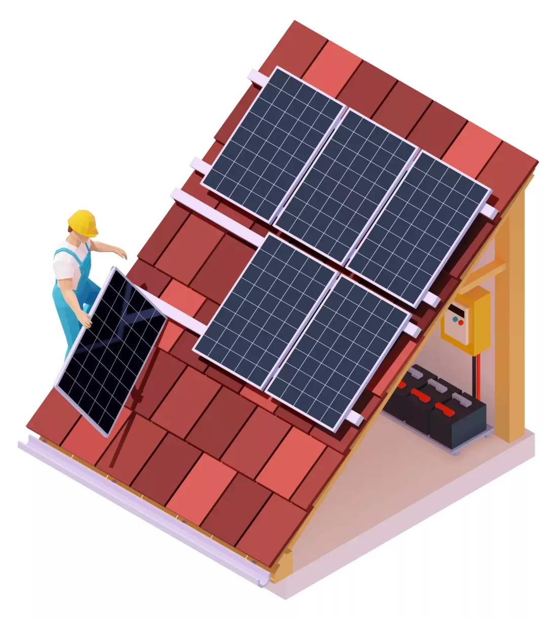 Solar Panel Installation Vector