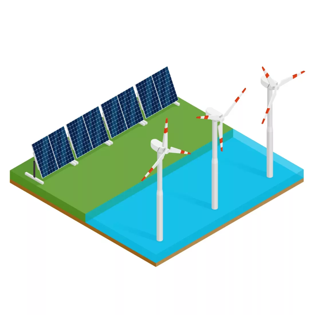 Solar and Wind Power Isometric
