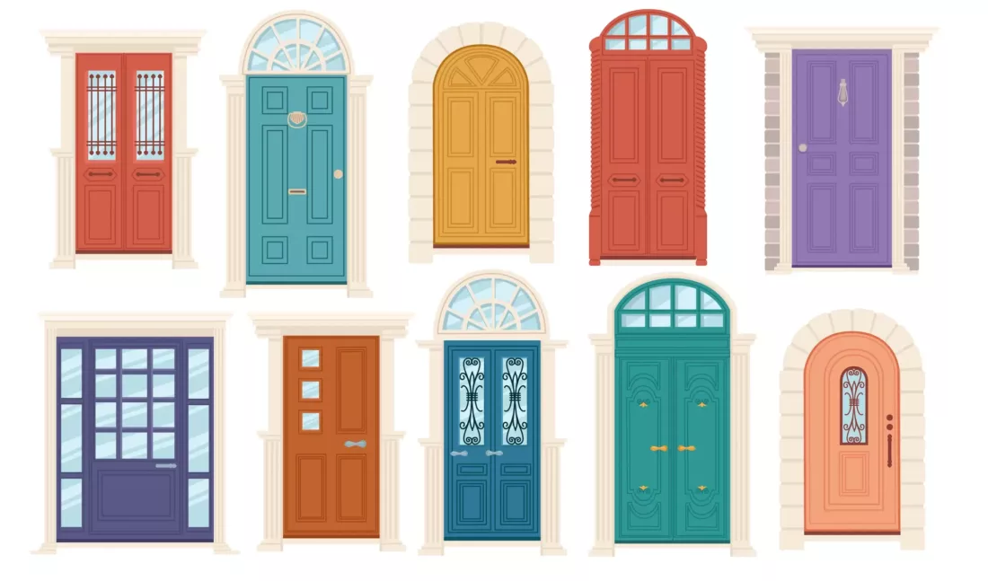 Coloured Wooden Doors With Glazing