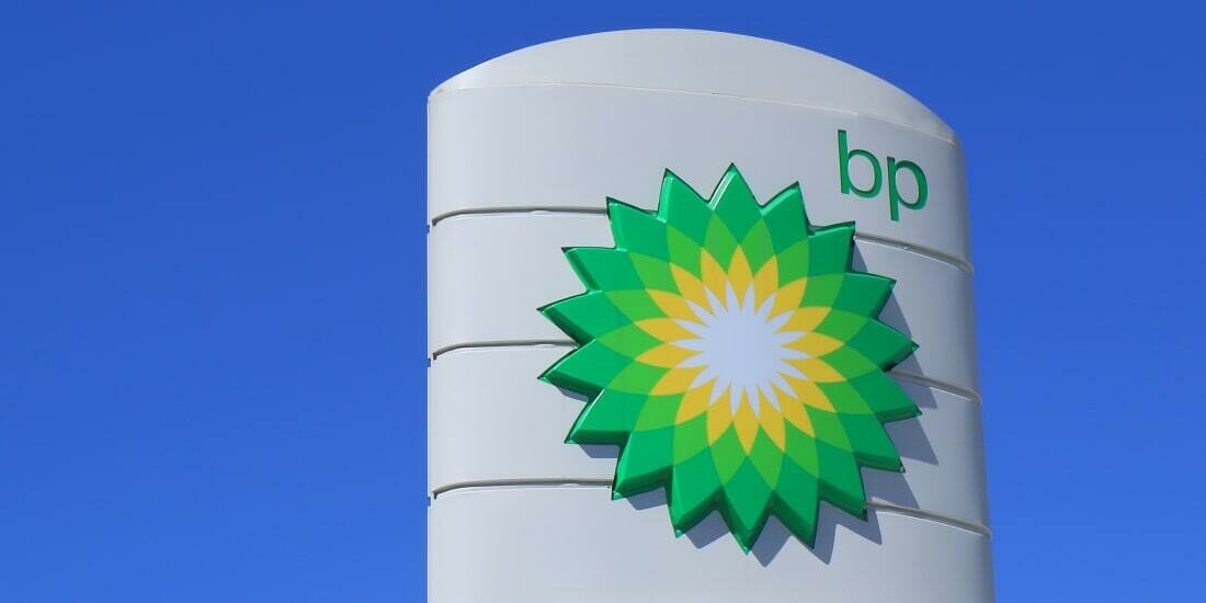 BP sign against a clear blue sky