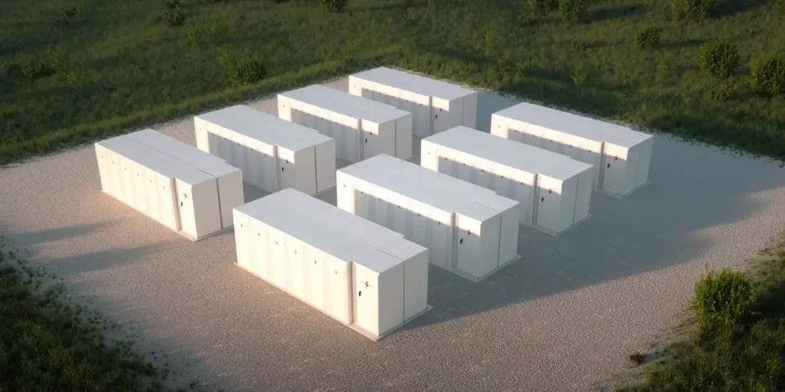 CGI aerial view of battery storage concept