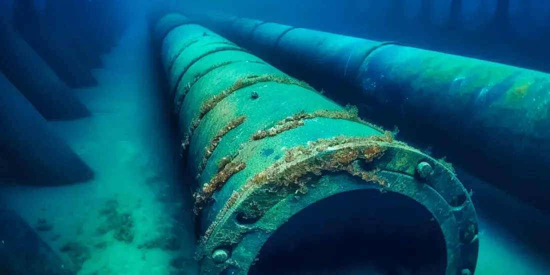 Undersea pipes in the North Sea. Generative AI